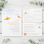 Het hangen Oranje Origami Document Kranen Sla de D Aankondigingskaart (Personaliseer de collectie van deze zelfstandige maker.)
