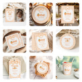 Eén meisje met een fijne peach, 1e verjaardag bedankkaart