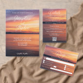 Oranje zonsondergang bestemming bruiloft of strand RSVP kaartje (Personaliseer de collectie van deze zelfstandige maker.)