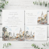 Orlando Florida Skyline Wedding Waterverf Programm Kaart (Personaliseer de collectie van deze zelfstandige maker.)