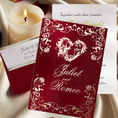 Ornate Frame & Heart - Red/Silver Informatiekaartje