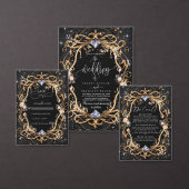 gouden en diamanten zwarte bruiloft RSVP kaartje (Personaliseer de collectie van deze zelfstandige maker.)