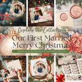 Classy Circle Onze eerste getrouwde kerstfoto Cadeaupapier