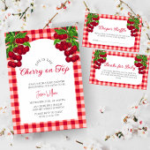 Cherry op top Herfst Gingham Plaid Luier Raffle Informatiekaartje