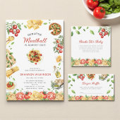 Two Little Meatballs Italian Pasta Baby Shower Kaart