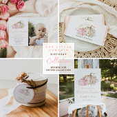 Herfst roze pompoen tafel nummer aankondiging