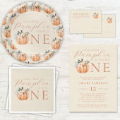 Onze kleine pompoen is één 1e verjaardag ronde sticker