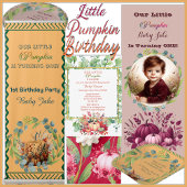 Onze kleine pompoen roze 1e verjaardag groene kran kaart