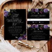 Moody Gothic Paarse bloemenbruiloft Servet