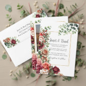 Roos Bloemen Eucalyptus QR Code Huwelijk Kaart (Personaliseer deze collectie van deze onafhankelijke maker. Test)