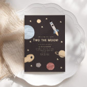 Two the Moon Kinder Outer Space Verjaardag Kaart