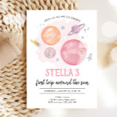 Buitenruimtelichten Galaxy Pink Girl 1e verjaardag Papieren Bordje