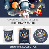Outerspace Planets Blauw Gelukkige Verjaardag Spandoek