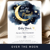 Over de Moon Celestial Baby shower Stars Space Ronde Sticker