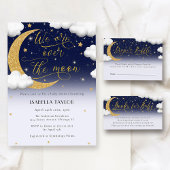 Schattige Over the Moon Gender Neutraal Baby showe Uitnodiging Briefkaart