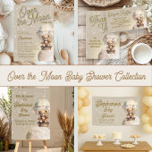 Over maan teddybeer geslachtsneutrale babyshower spandoek