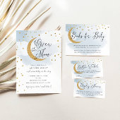 Kaarten en geschenken Blue Gold Moon Baby shower T Poster