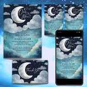 Over the moon galaxy baby shower luier loterij informatiekaartje