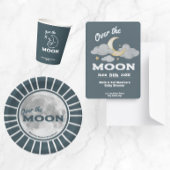 Over. the Moon Blue Baby shower Custom Papieren Bordje