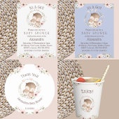 Schattige Roze Bloemen Woodland Owl Baby shower Papieren Bekers