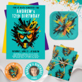 Leuke kleurrijke Paintball Splatter Green Party Kaart