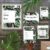 Geschilderde palmbomen Modern Beach Wedding Plaatskaartje