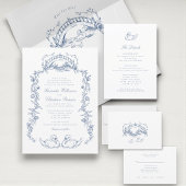 Chinoiserie blue photo save the date kaart