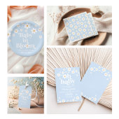 Baby in Bloom! Daisy bord blauw Baby shower Kaart