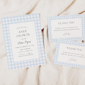 Bord Blue Gingham Classic Boys Baby shower Papieren Bekers