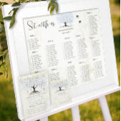 Moody Blue Gray Silver Heart Leaf Tree Wedding Kaart