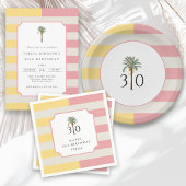 Palm Beach Stripe Tropical 30th Birthday Thank You Bedankkaart