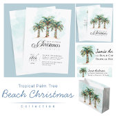 Kerstfeest op het strand met palmbomen kaart