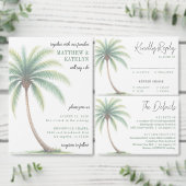 Palm Tree Island Destination Wedding Green Bedankkaart (Personaliseer de collectie van deze zelfstandige maker.)