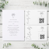 Eenvoudige witte palmboom bruiloft save the date (Personaliseer de collectie van deze zelfstandige maker.)