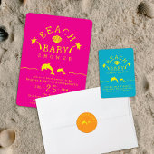 Palms & Dolphins Yellow & Orange Personalized Bedankkaart