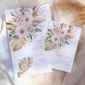Pampasgras Boho Baby Shower Dank Je Bedankkaart