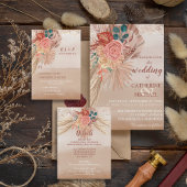 Pampas Grass Terracotta Boho Chic Wedding Party Menu