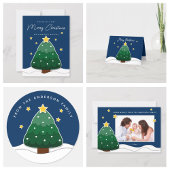 Modern Simple Papercut Stars Snowy kerstboom Cadeaulabel