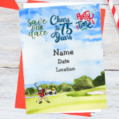 Golfer 75th Verjaardag met golftas op golfbaan Kaart