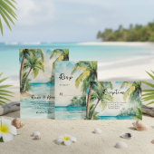 Paradise Palms Tropical Beach Bruiloft Receptie Informatiekaartje