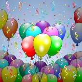 Ballonnen en Confetti Verjaardagskaart Feestdagenkaart