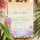 Watercolor Tulip Seaside Pastel Floral Wedding Informatiekaartje