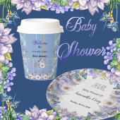 Blauwe Bloemen Hortensia Paarse Sering Baby Shower Cadeaulabel
