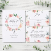 Pastel Blush Pink Floral QR Code RSVP Weddenschap Kaart (Personaliseer de collectie van deze zelfstandige maker.)