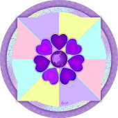 Pastel kleuren & paarse harten kloppen strandlaken