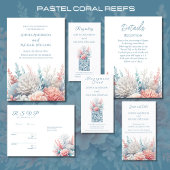 Pastel Coral-Beach Wedding-RSVP-QR-code Visitekaartje