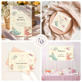 Schattige Pastel Draken Kinderen Verjaardag  Vierkante Sticker