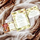 Pastel Farm Tractor Barnyard 1st Birthday Bedankkaart