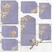 Pastel Floral Modern Lavender Paarse QR-code All In One Uitnodiging