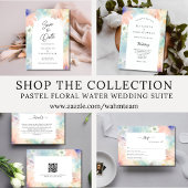 Pastel Bloemen Waterverf Elegant Modern Bruiloft Kaart